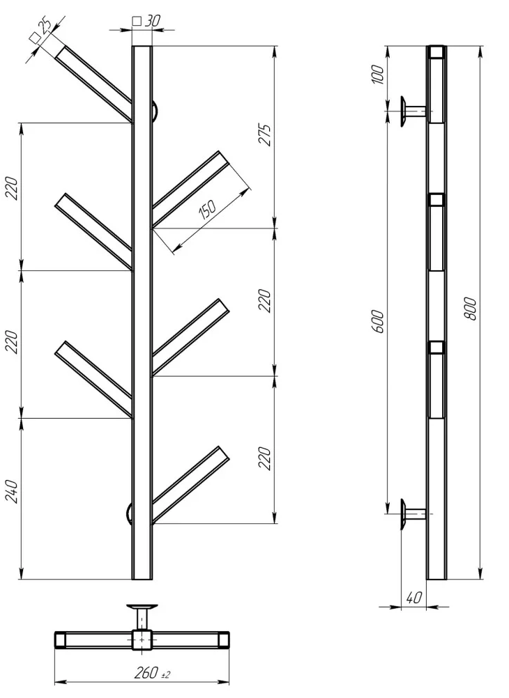 Deffi Kir П6 800 электрический Белый, WD04 (A.KR.80.6.E.W.U.4) Габаритные размеры
