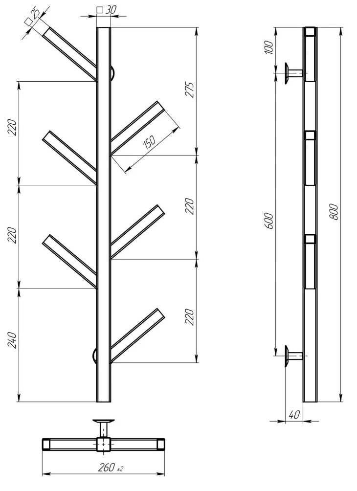 Deffi Kir П6 800 электрический Черный, JD04 (A.KR.80.6.E.B.U.2) Габаритные размеры