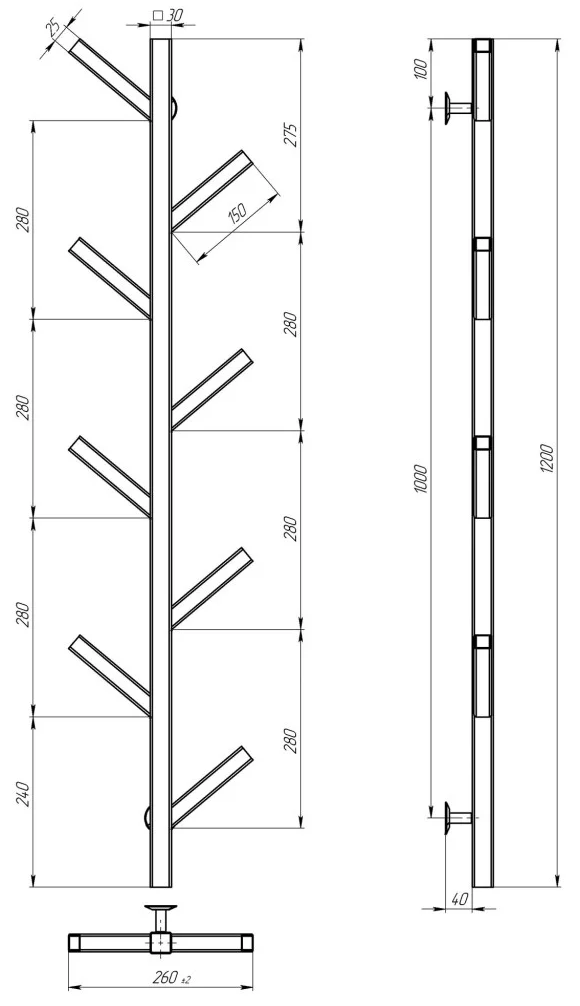 Deffi Kir П8 1200 електрична Білий, WD04 (A.KR.120.8.E.W.U.4) Габаритні розміри