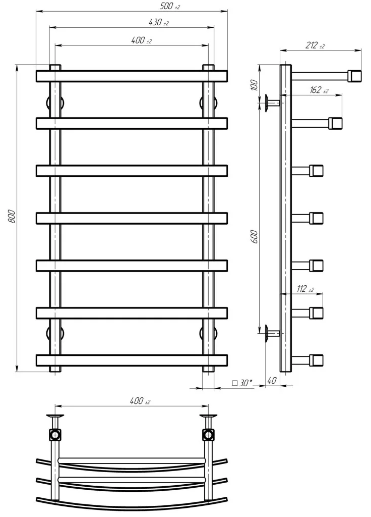 Deffi Lotos П7 400*800 Е Білий, WD04, Праве підключення (A.LO.80.40.7.E.W.R.4) Габаритні розміри