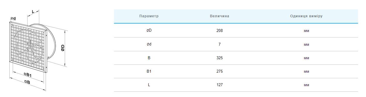 Вентс ОВ1 200 Р уценка Габаритные размеры