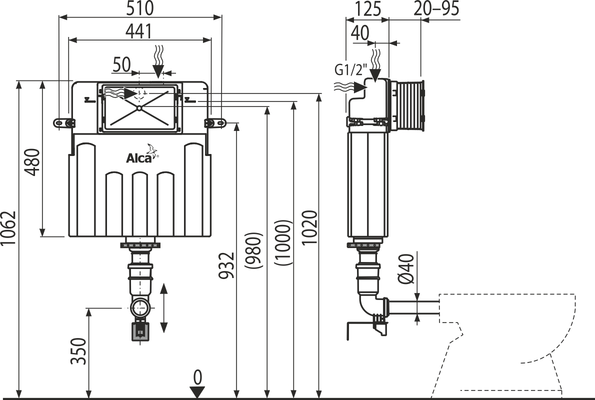 Alcaplast AM112 Габаритные размеры