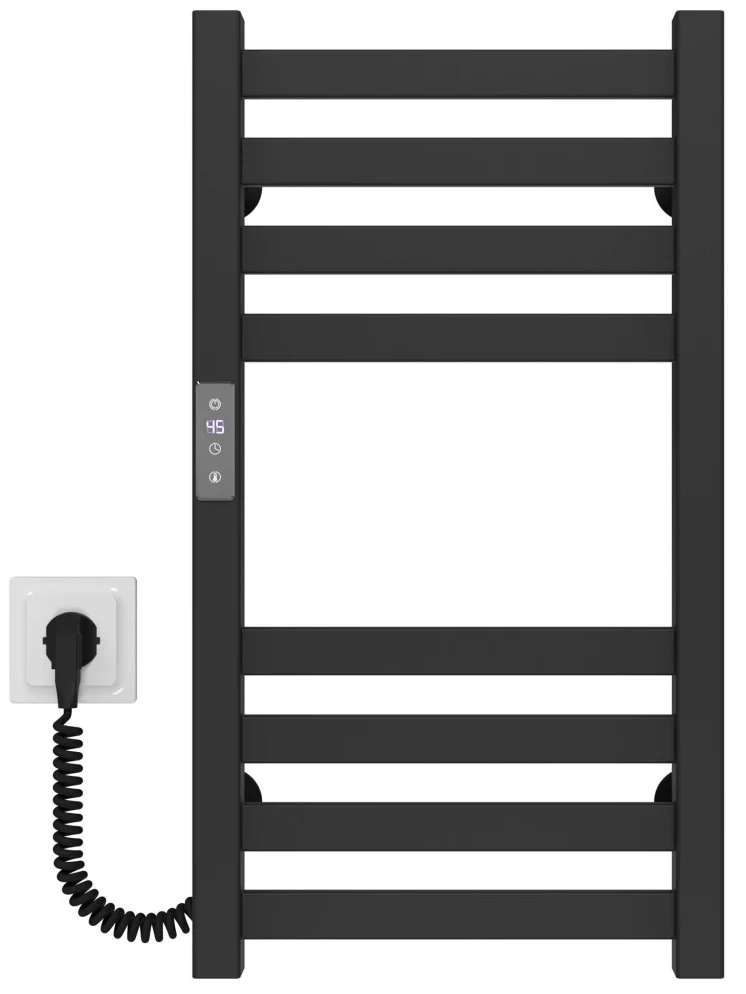 Полотенцесушитель Deffi Magnus П8 400*600 Е Черный, JD04, Левое подключение (A.MA.60.40.8.E.B.L.2)