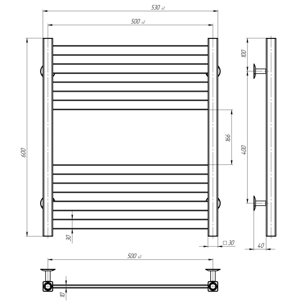 Deffi Magnus П8 500*600 Е Хром, JD04, Праве підключення (A.MA.60.50.8.E.C.R.2) Габаритні розміри