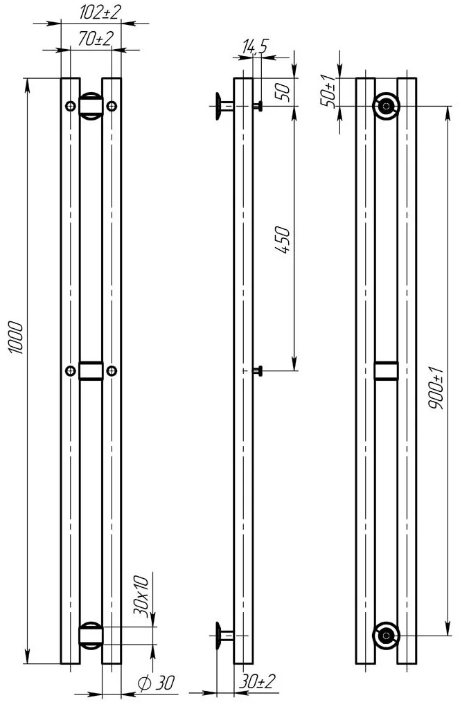 Deffi Maxi ЧФ П3 70*1000 Е Чорний, JD03 (B.MX.100.7.3.E.B.U.1) Габаритні розміри