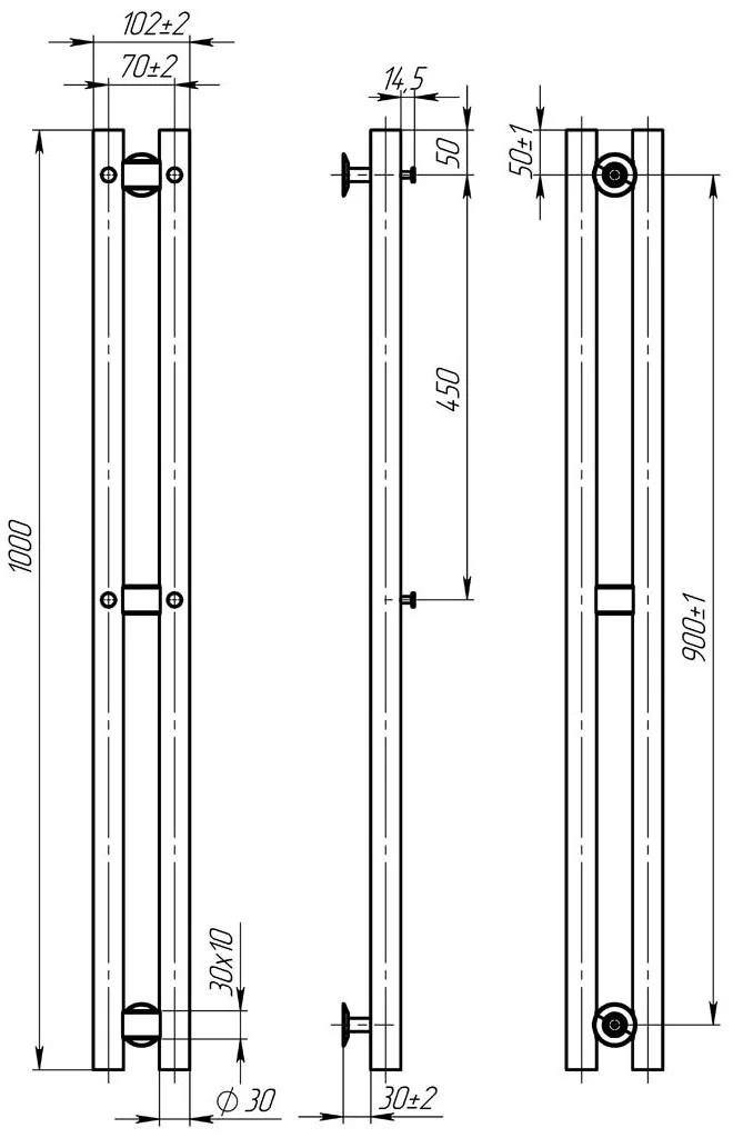 Deffi Maxi ЧФ П3 70*1000 Е Білий, WD03 (B.MX.100.7.3.E.W.U.3) Габаритні розміри