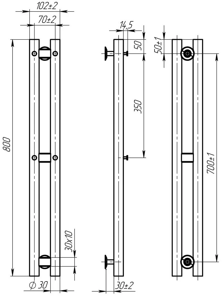 Deffi Maxi ЧФ П3 70*800 Е Білий, WD03 (B.MX.80.7.3.E.W.U.3) Габаритні розміри