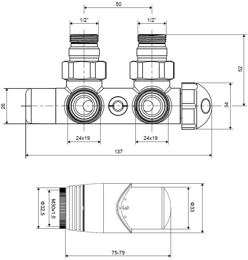 Excellent Volaro 2.0 (GREX.VO2.50P.WH) правий, білий Габаритні розміри