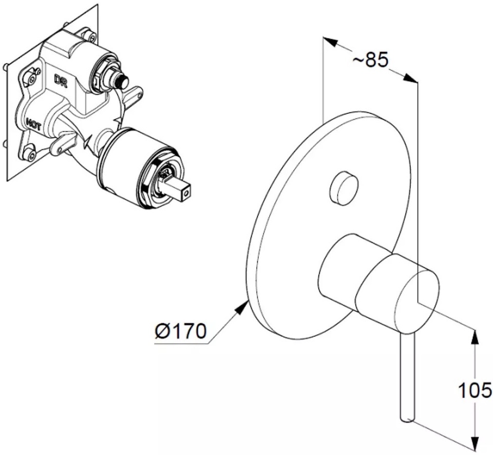 Kludi Bozz 386590576 Габаритні розміри