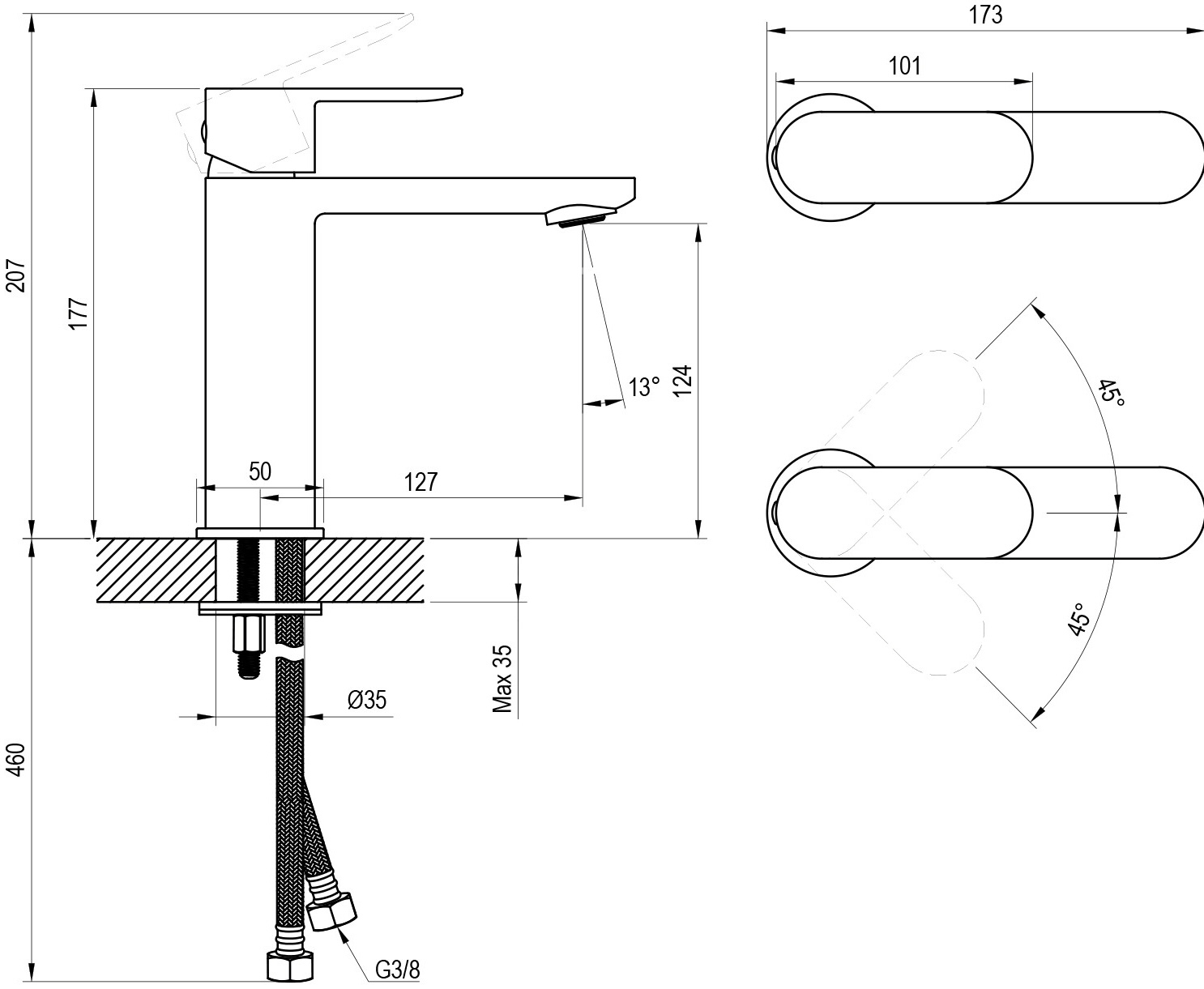 Ravak Chrome II CR II 014.20BL (X070458) Габаритні розміри