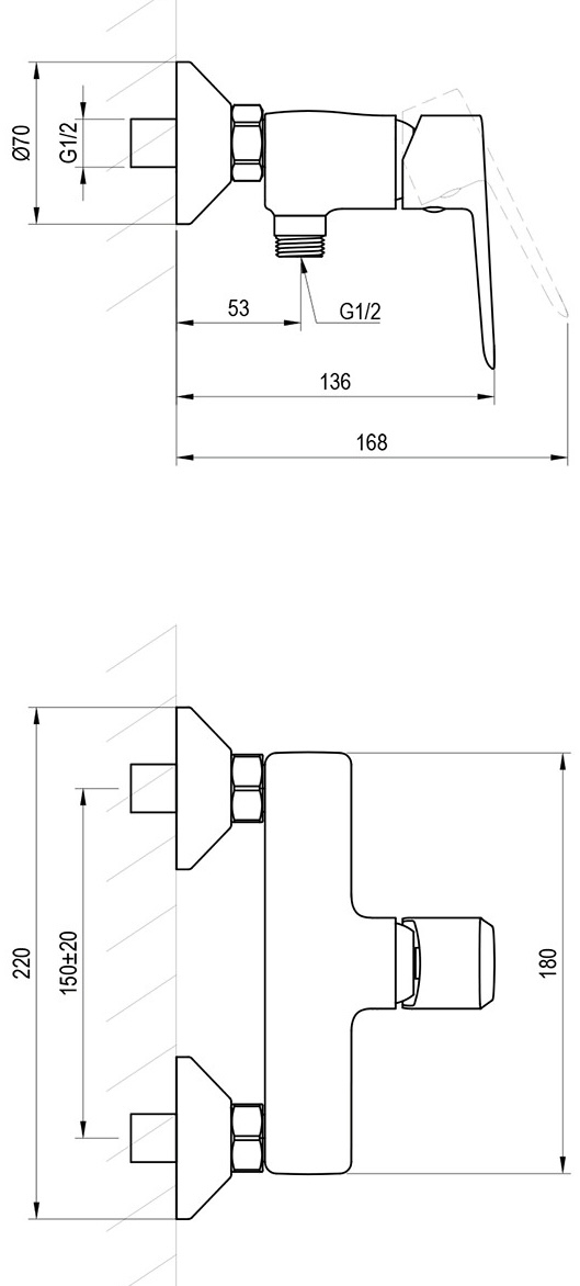 Ravak Life LF 032.00CR (X070474) Габаритні розміри