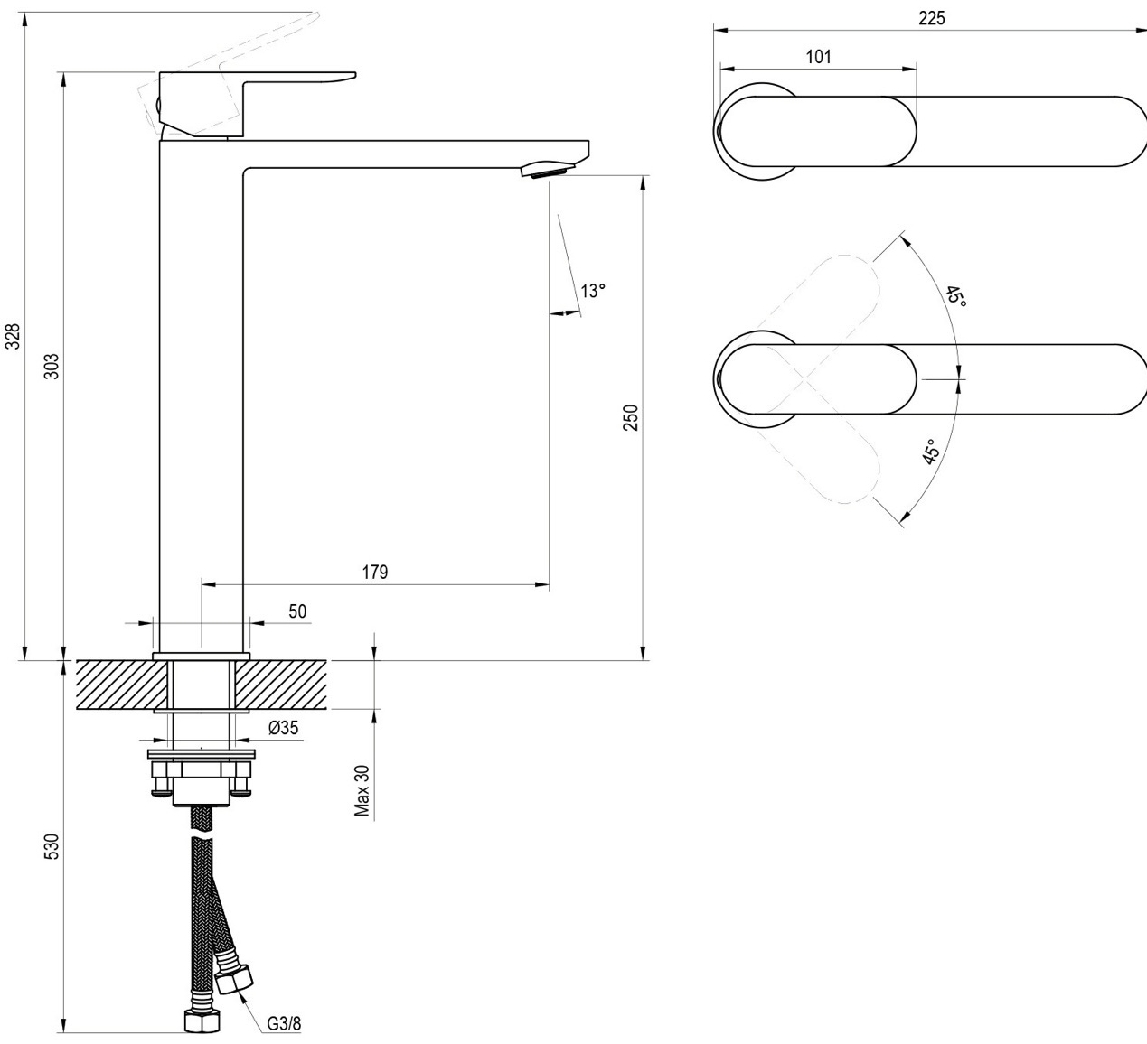 Ravak Chrome II CR II 015.00CR (X070447) Габаритні розміри