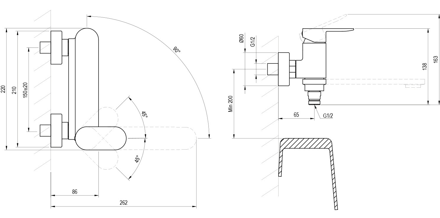 Ravak Chrome II CR II 022.20BL (X070463) Габаритні розміри