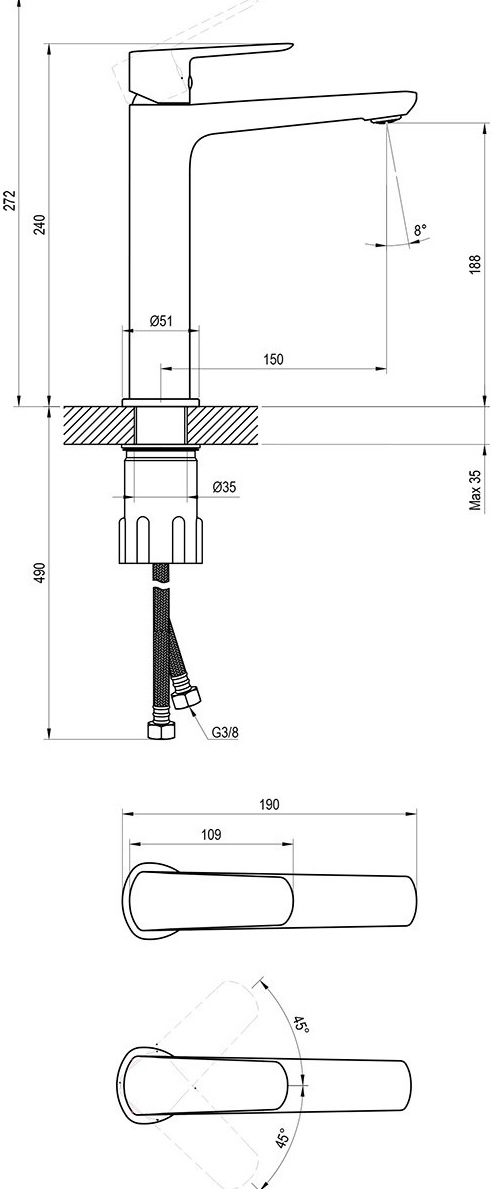 Ravak Life LF 014.20BL (X070477) Габаритні розміри