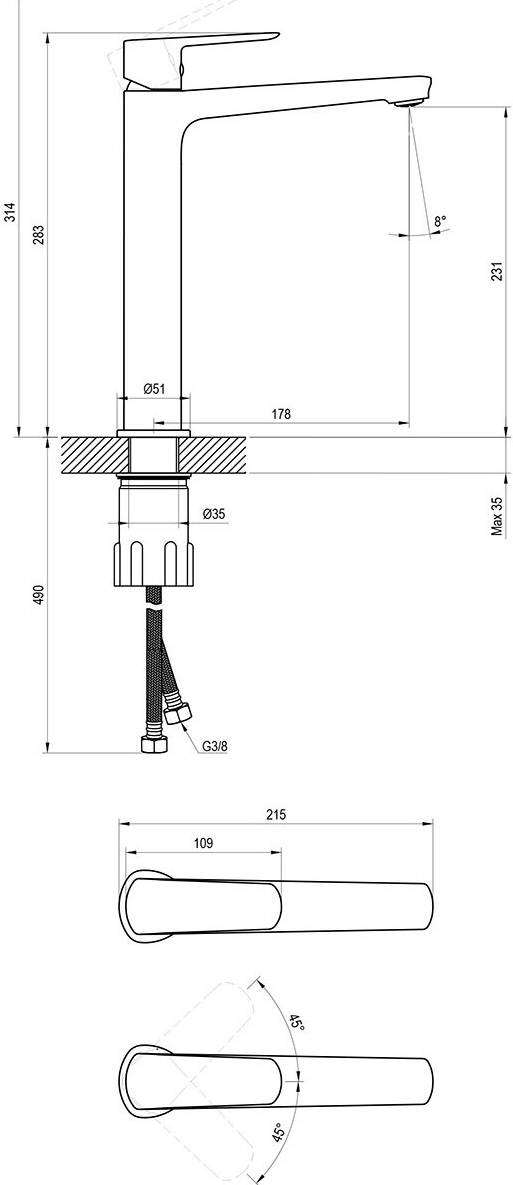 Ravak Life LF 015.20BL (X070478) Габаритные размеры