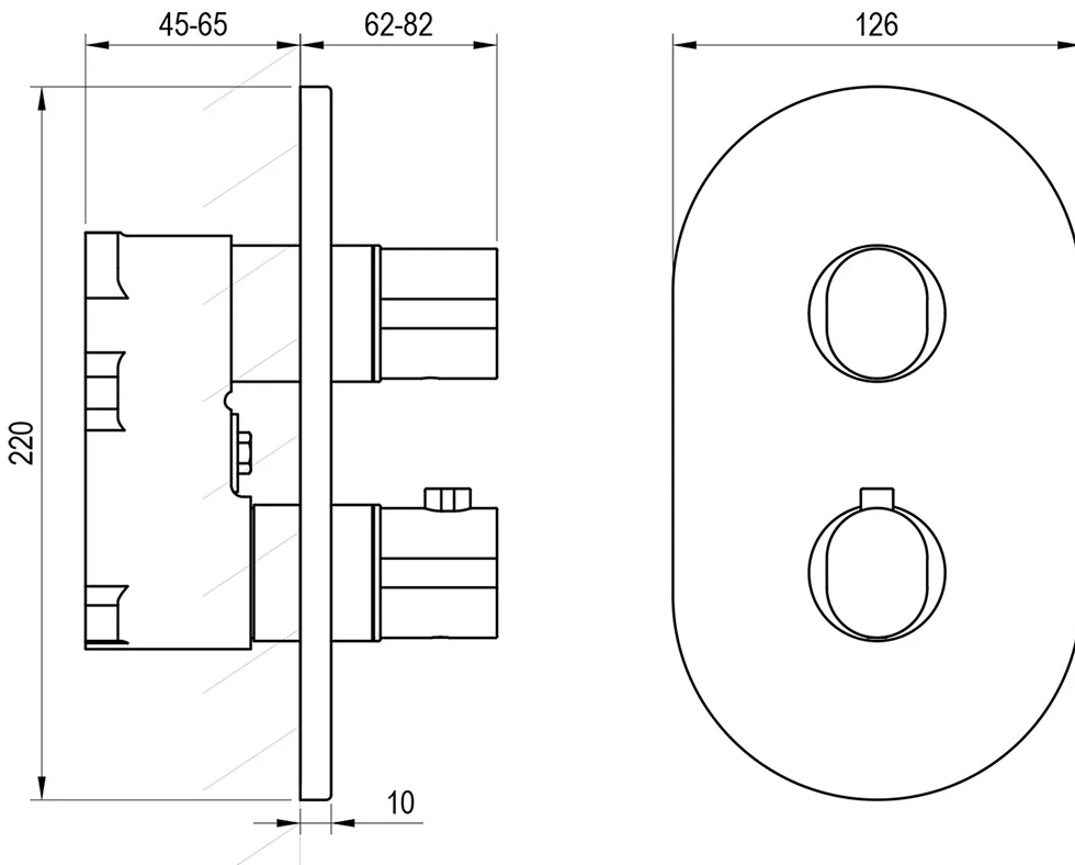 Ravak Chrome II CR II 063.20BL.O2.RB071 (X070467) Габаритные размеры