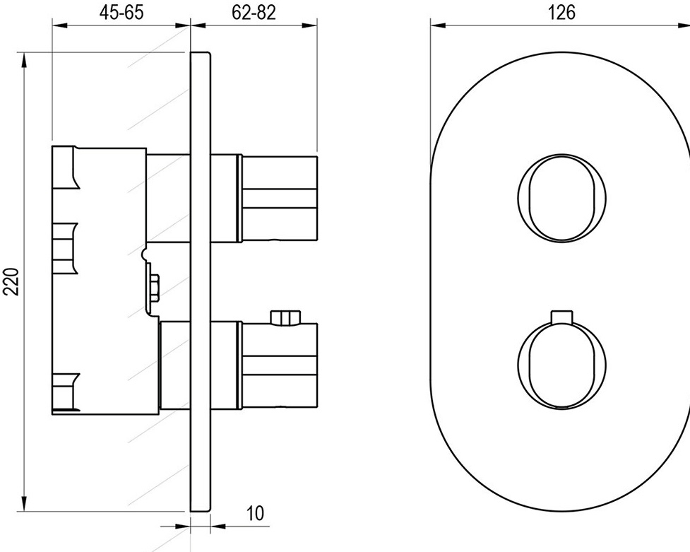 Ravak Chrome II CR II 063.00CR.O2.RB071 (X070455) Габаритные размеры