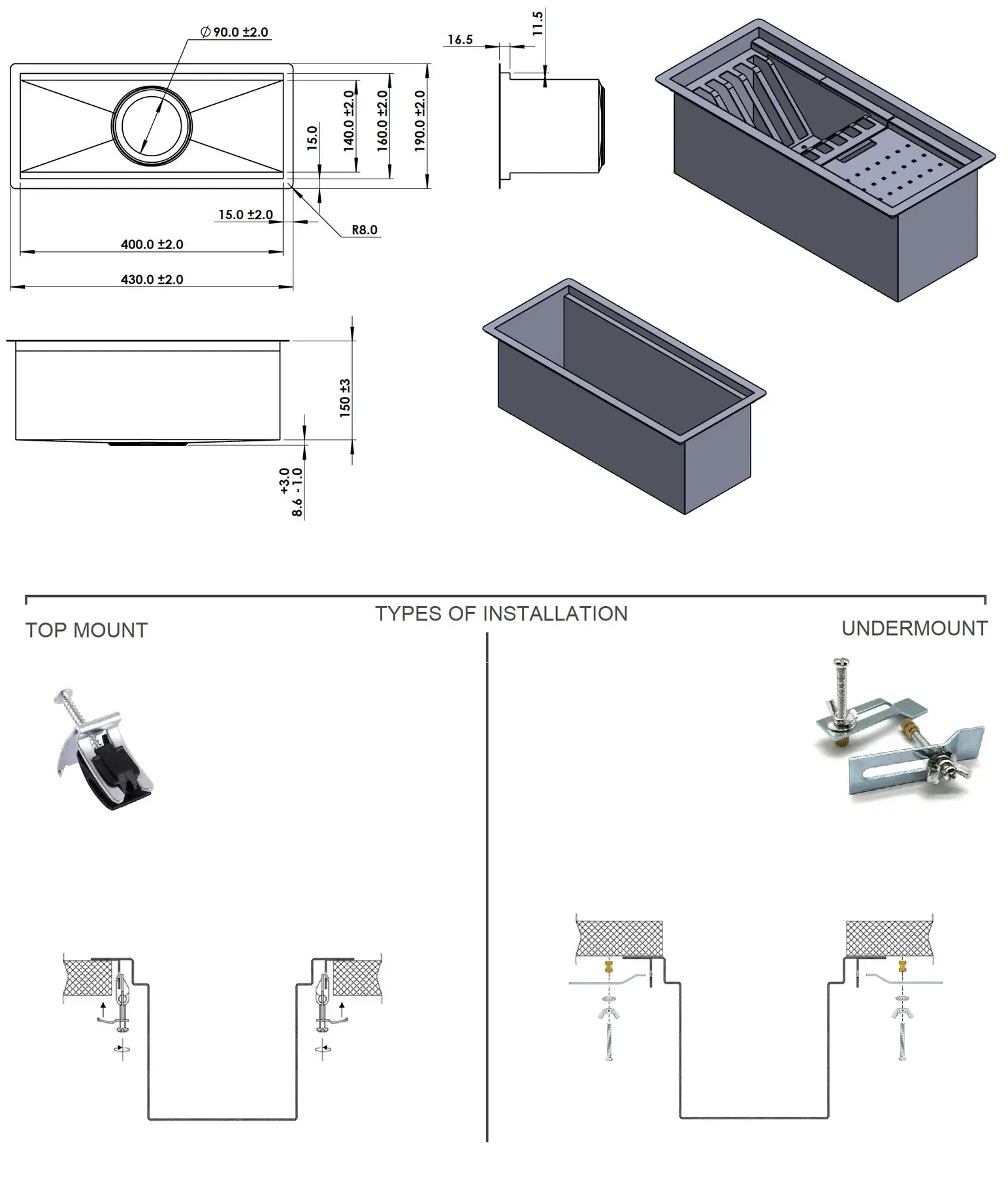 Fabiano FIDO 43 Inox Габаритные размеры