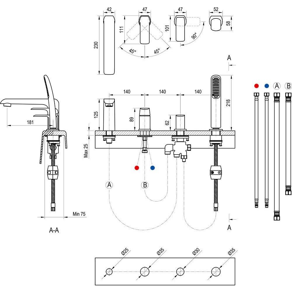 Ravak Flat FL 026.20BL (X070176) Габаритні розміри