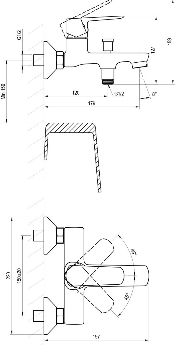 Ravak Life LF 022.20BL (X070479) Габаритні розміри