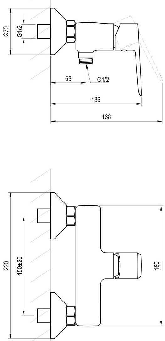 Ravak Life LF 032.20BL (X070480) Габаритні розміри