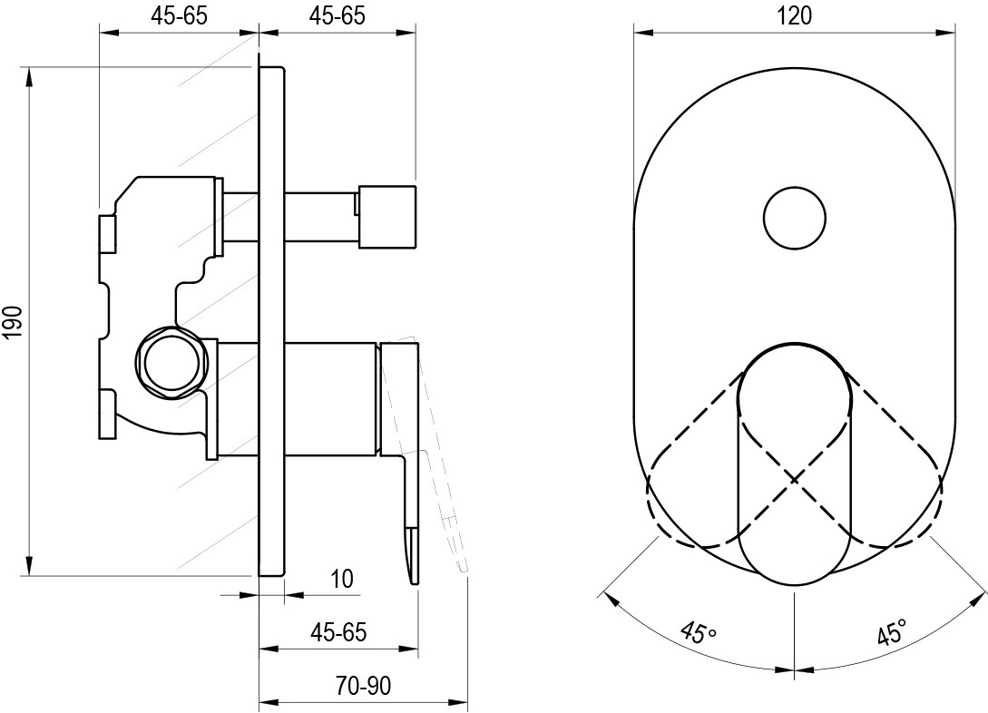 Ravak Chrome II CR II 065.20BL.O2.RB070 (X070466) Габаритні розміри