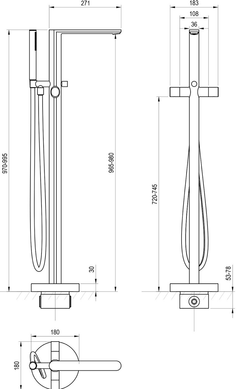 Ravak Chrome II CR II 080.20BL.RB07A (X070468) Габаритні розміри