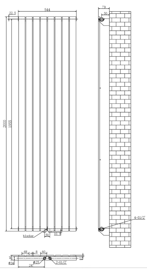 ArttiDesign Livorno 8/2000/544/50 белый матовый (LV.8.200.54.5.W) Габаритные размеры
