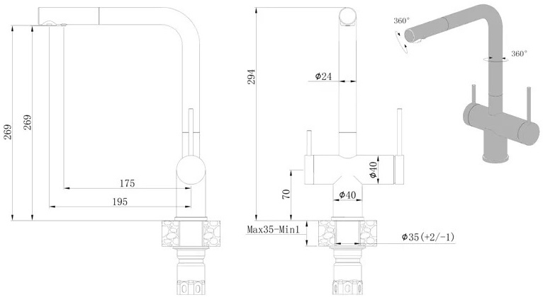 Fabiano FKM 3114 SS Inox (8231.401.0711) Габаритные размеры