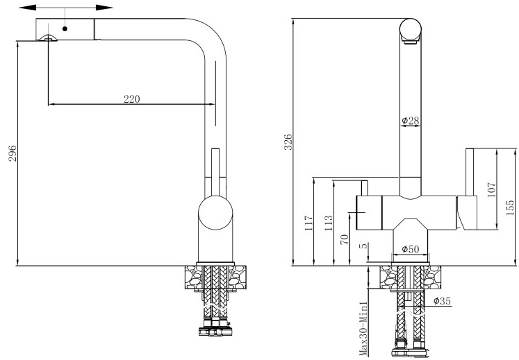 Fabiano FKM 3116P SS Espresso (8231.401.0768) Габаритні розміри