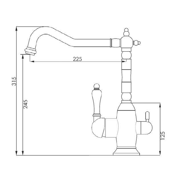 Fabiano FKM 314 Inox Antique (8231.403.0328) Габаритні розміри