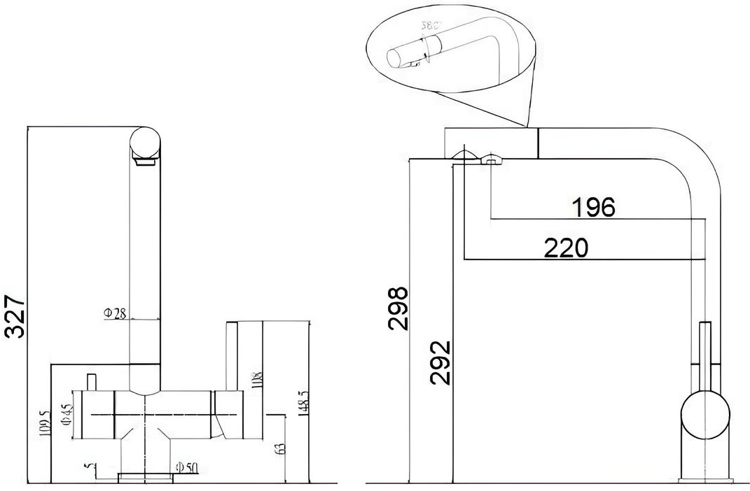 Fabiano FKM 317 SS Beton (8231.401.0124) Габаритные размеры