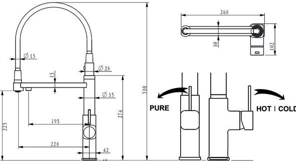 Fabiano FKM 3119PX Inox (8231.403.1017) Габаритні розміри