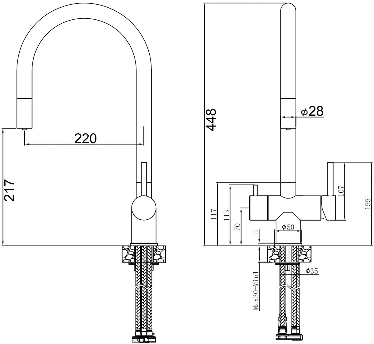 Fabiano FKM 3118P SS Inox (8231.401.1015) Габаритні розміри
