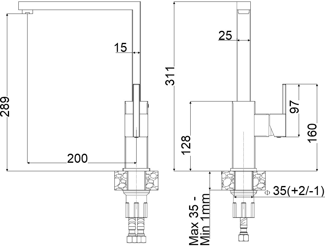 Fabiano FKM 69 SS Inox (8232.401.1597) Габаритні розміри