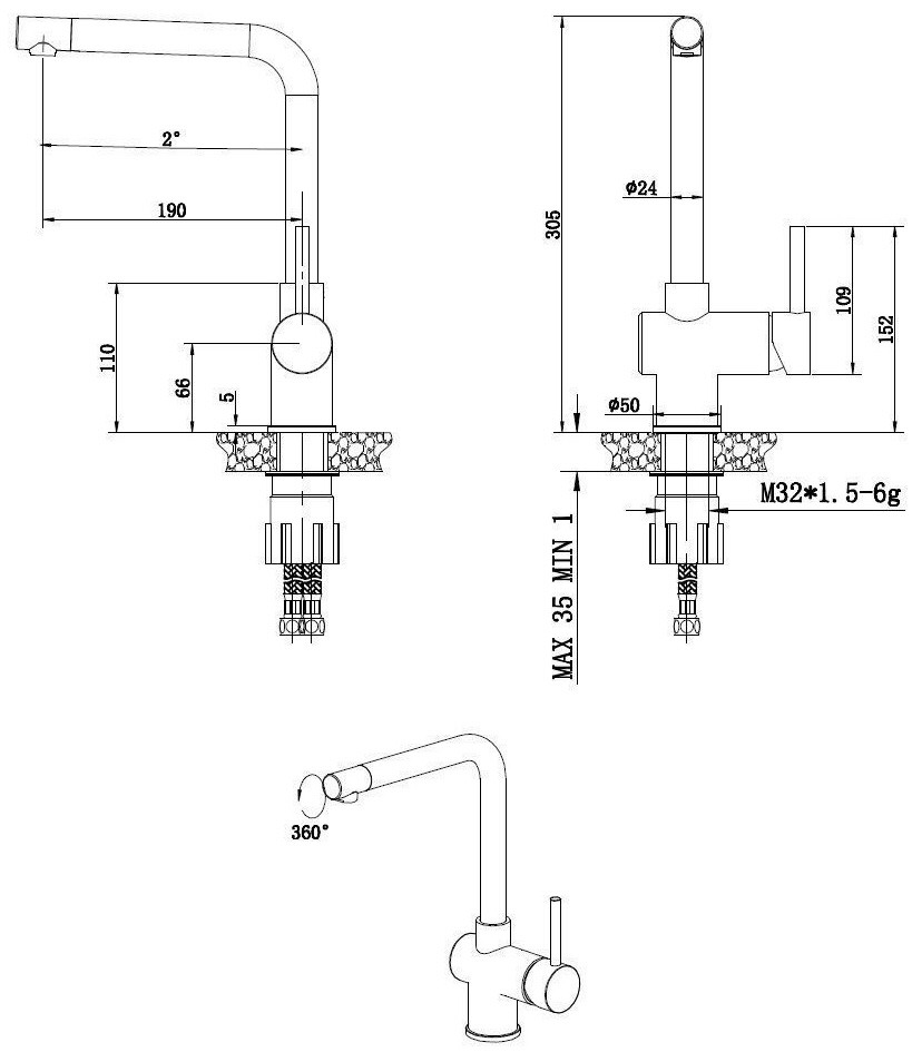 Fabiano FKM 45 SS Espresso (8232.401.0031) Габаритні розміри