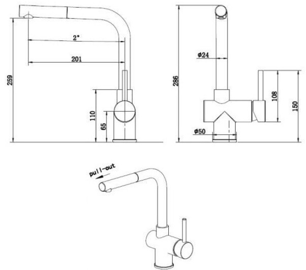 Fabiano FKM 46P SS Inox (8232.401.0193) Габаритні розміри