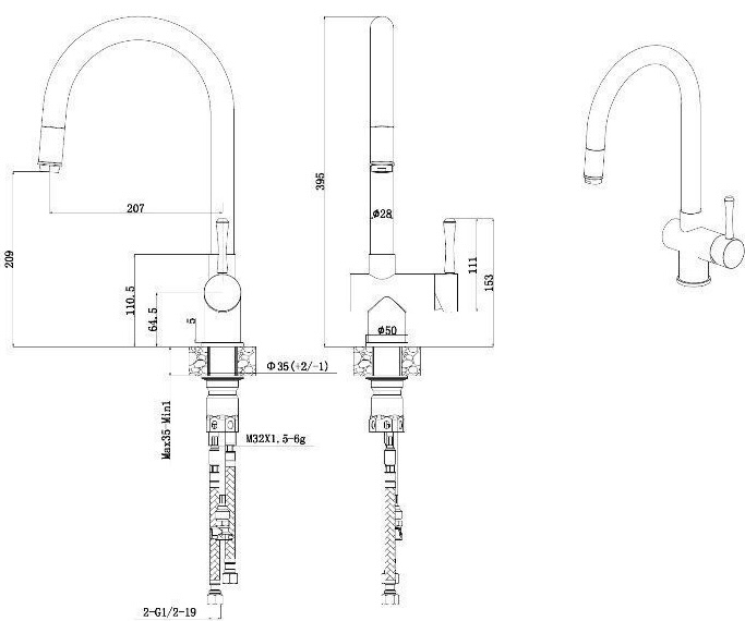 Fabiano FKM 47P SS Inox (8232.401.0239) Габаритні розміри
