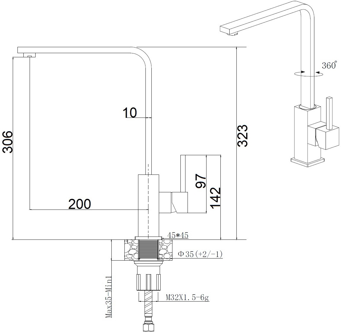 Fabiano FKM 52 SS Espresso (8232.401.0660) Габаритні розміри
