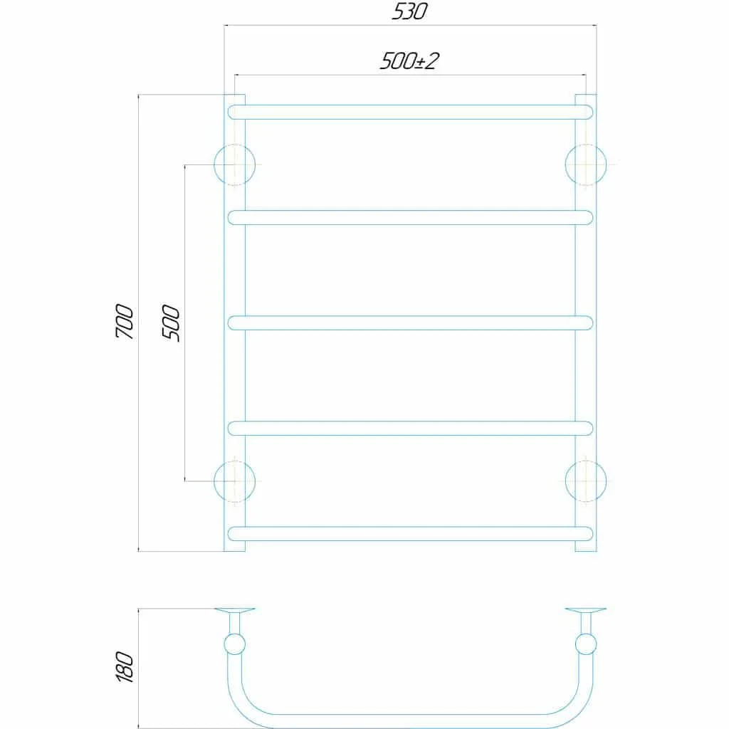Deffi Стандарт П5 500*700 Е Хром, EF16, Левое подключение (C.SS.70.50.5.E.C.L.5) Габаритные размеры