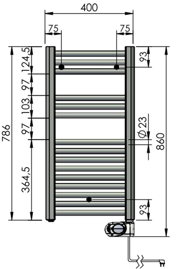 Zehnder Aura PBEBZ-080-40/MQ-SC Габаритные размеры