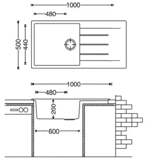 Fabiano Classic 100x50 Beton (8221.301.0651) Габаритні розміри