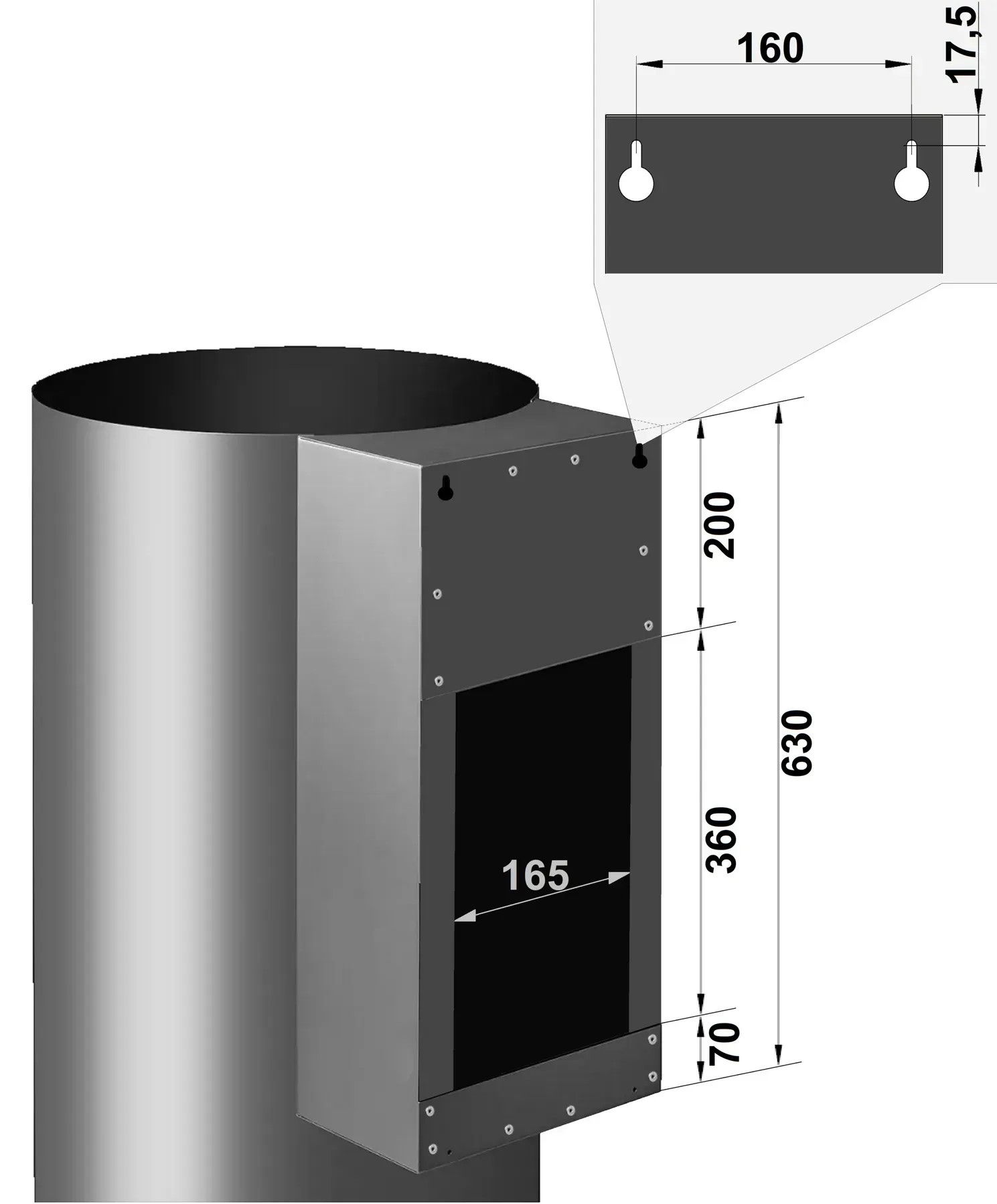 Fabiano Cylindra 35 Silent Inox Габаритные размеры