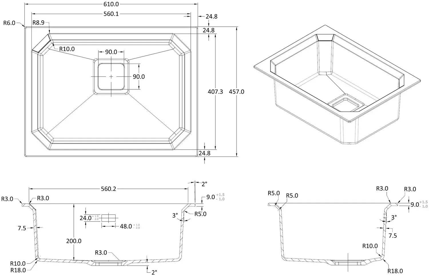 Fabiano Crystal 61x46 Titanium (8221.301.1488) Габаритные размеры