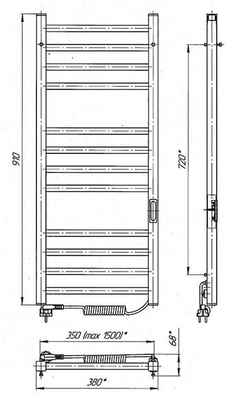 Laris Альфа ЧФ(Ч) 12 350х900 (73207653) Габаритные размеры