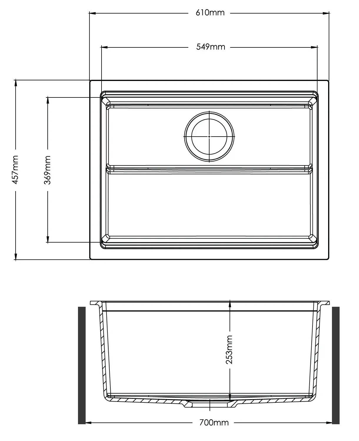 Fabiano Navio Center 61 (8221.301.1889) Габаритные размеры