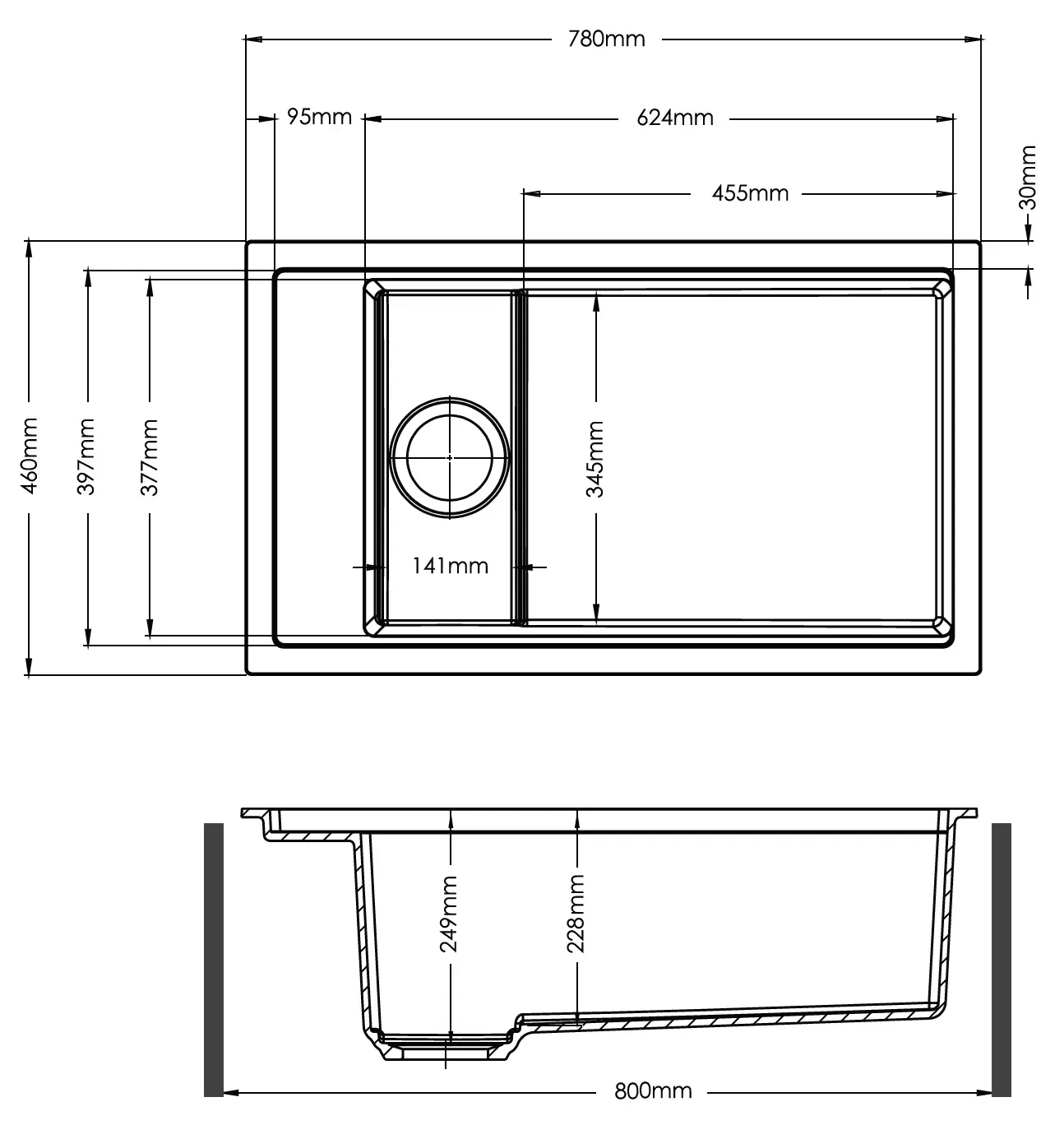 Fabiano Navio Center 78 (8221.301.1888) Габаритные размеры