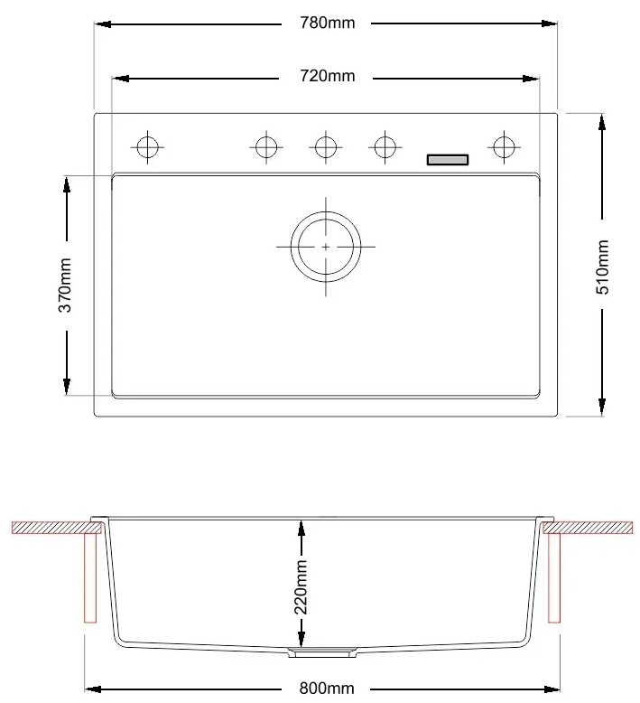 Fabiano Quadro 78x51 Antracit (8221.301.1538) Габаритные размеры