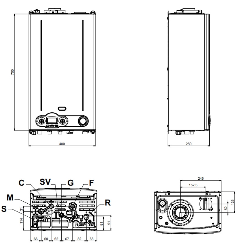 Nova Florida Delfis Condensing KC 24 (CDOU32KC24) Габаритні розміри