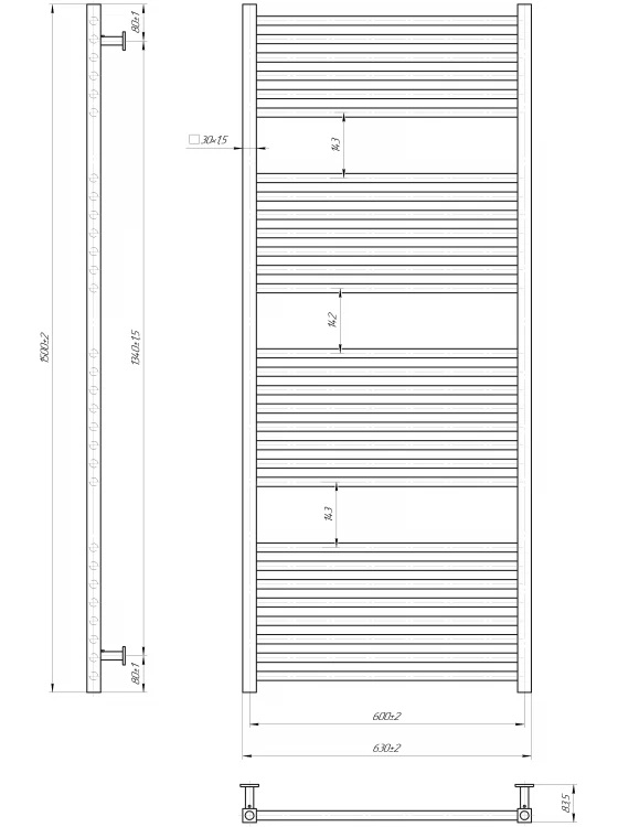 Mario INOX Гера 1500х630/600 (1.7.044548.P) Габаритні розміри